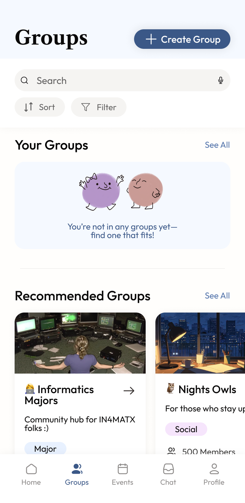 Bullb groups screen