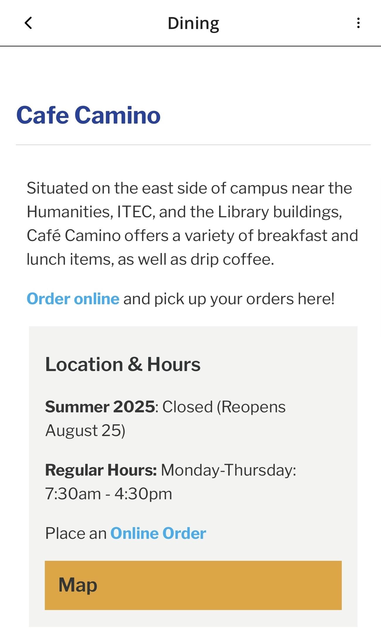 El Camino App info summary page