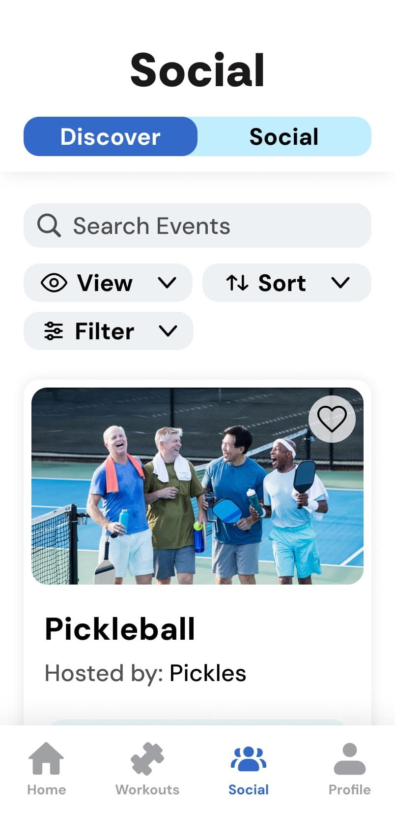 StayFit events screen