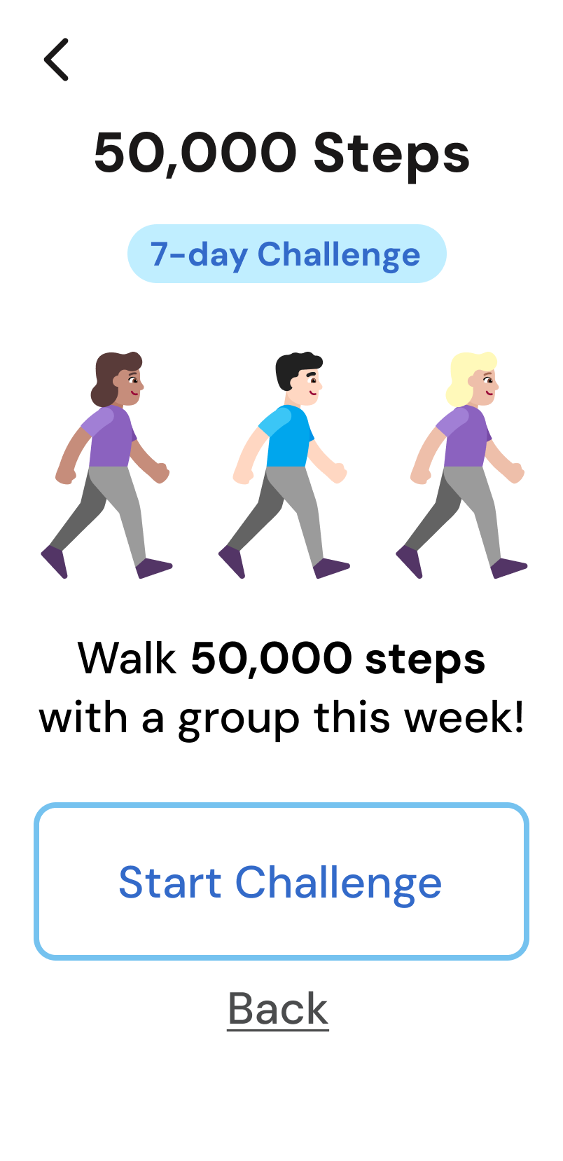 StayFit challenge screen