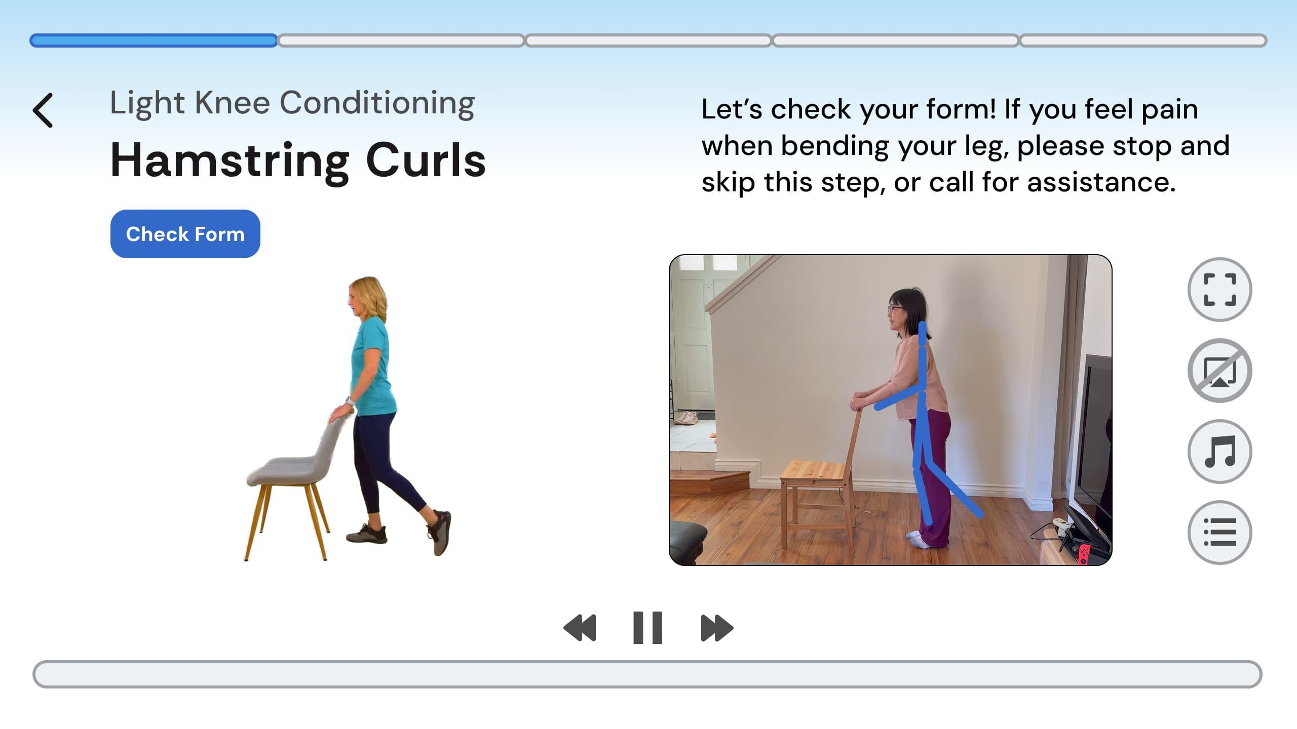 StayFit form-check screen