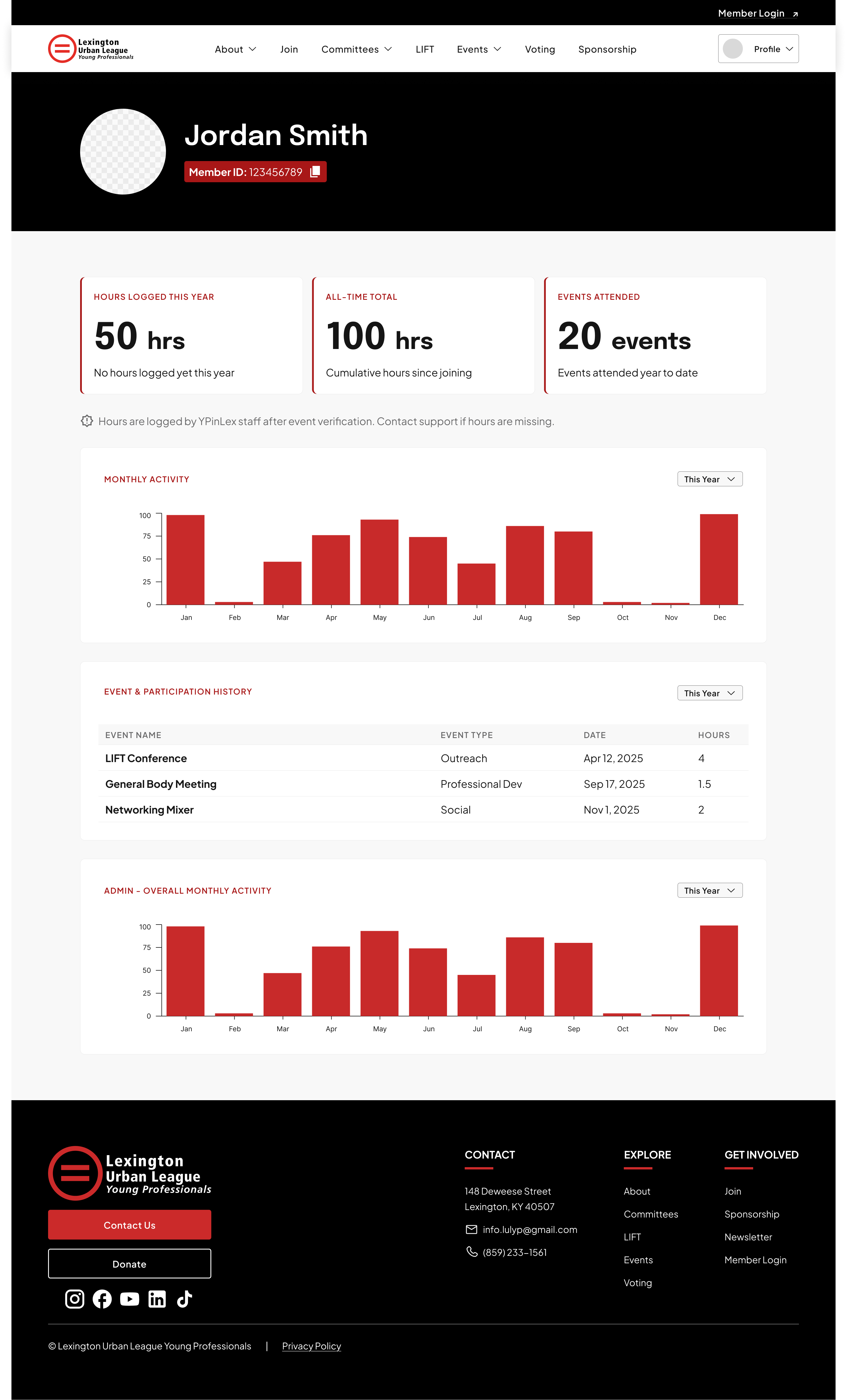 YPinLex member portal on desktop
